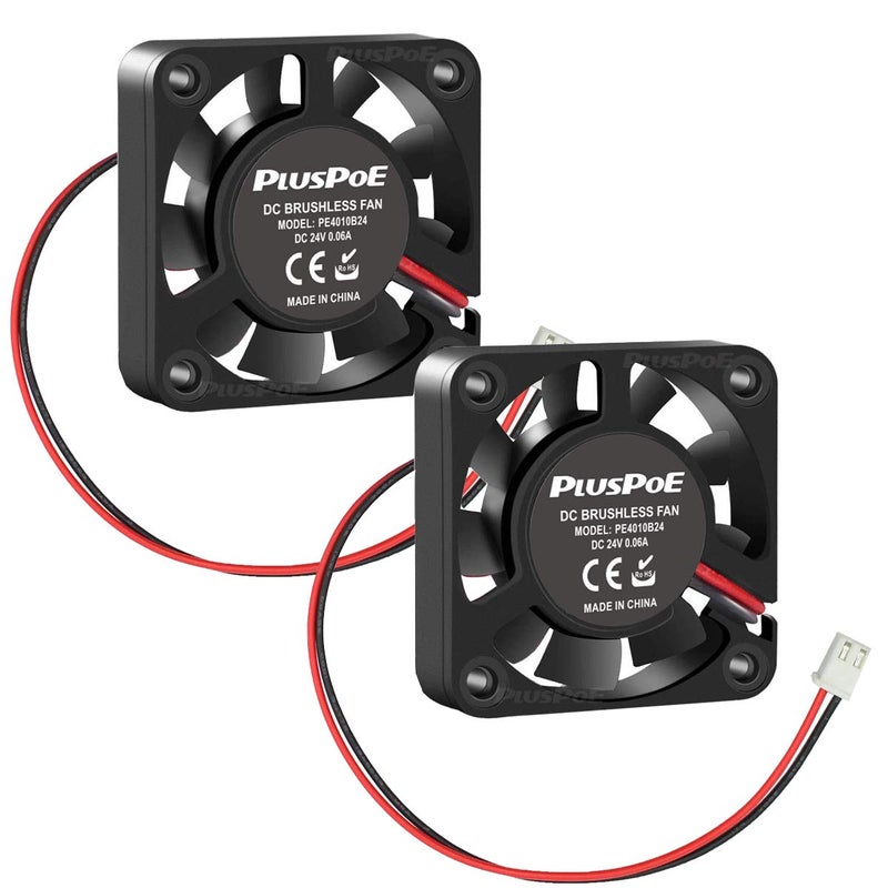 PLUSPOE 40mm Fan 24V, Ender 3 Fan Upgrade 24 Volt Fans 4010 Works for Ender 3 Pro 3X CR-10S for 3D Printer Humidifier Aromatherapy (2 Pack) - Image 1